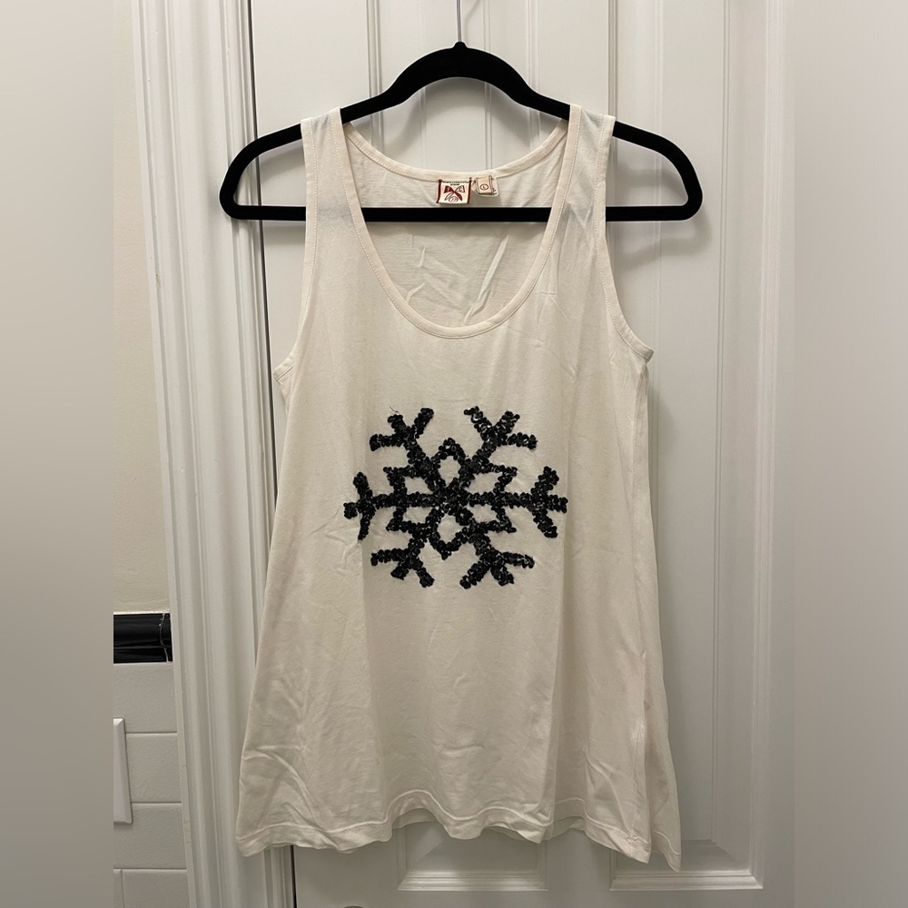 French Connection Women’s Snowflake Sequined Tank Top Size L